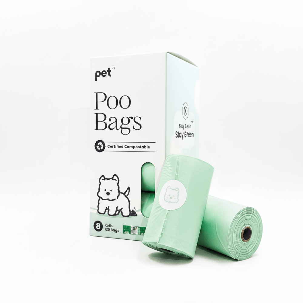 Pet HK Poo Bags - Certified Compostable (120 Bags, 8 Rolls) Poop Bags - PET