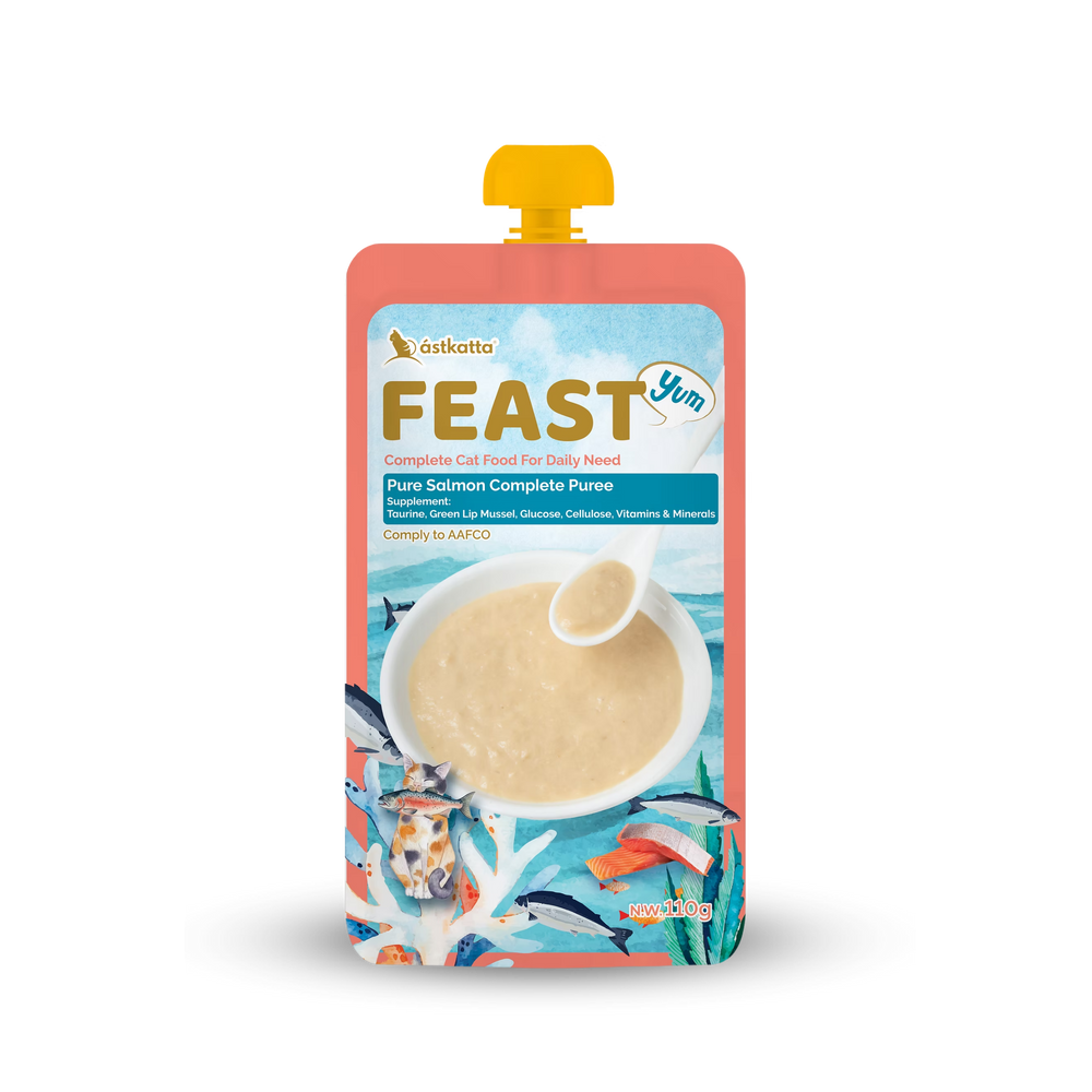 Astkatta FEAST Complete Puree - Pure Salmon Astkatta - Feast 鮮肉盛宴營養主食肉泥唧唧包 - 純三文魚 Salmon Puree 110g ástkatta
