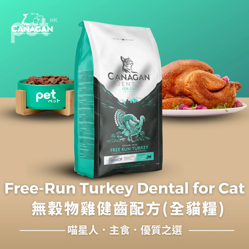 Free-run turkey Dental For Cats 無穀物雞健齒配方(全貓糧) Canagan