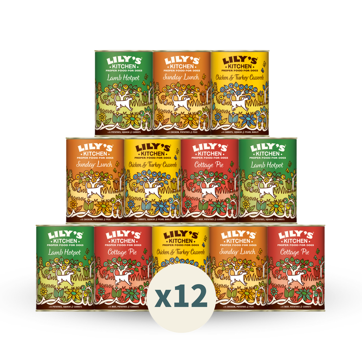 LILY's KITCHEN Wet Food For Dogs (12pcs Mixed Flavours) | 天然犬用‌主食罐 (十二罐混合口味)