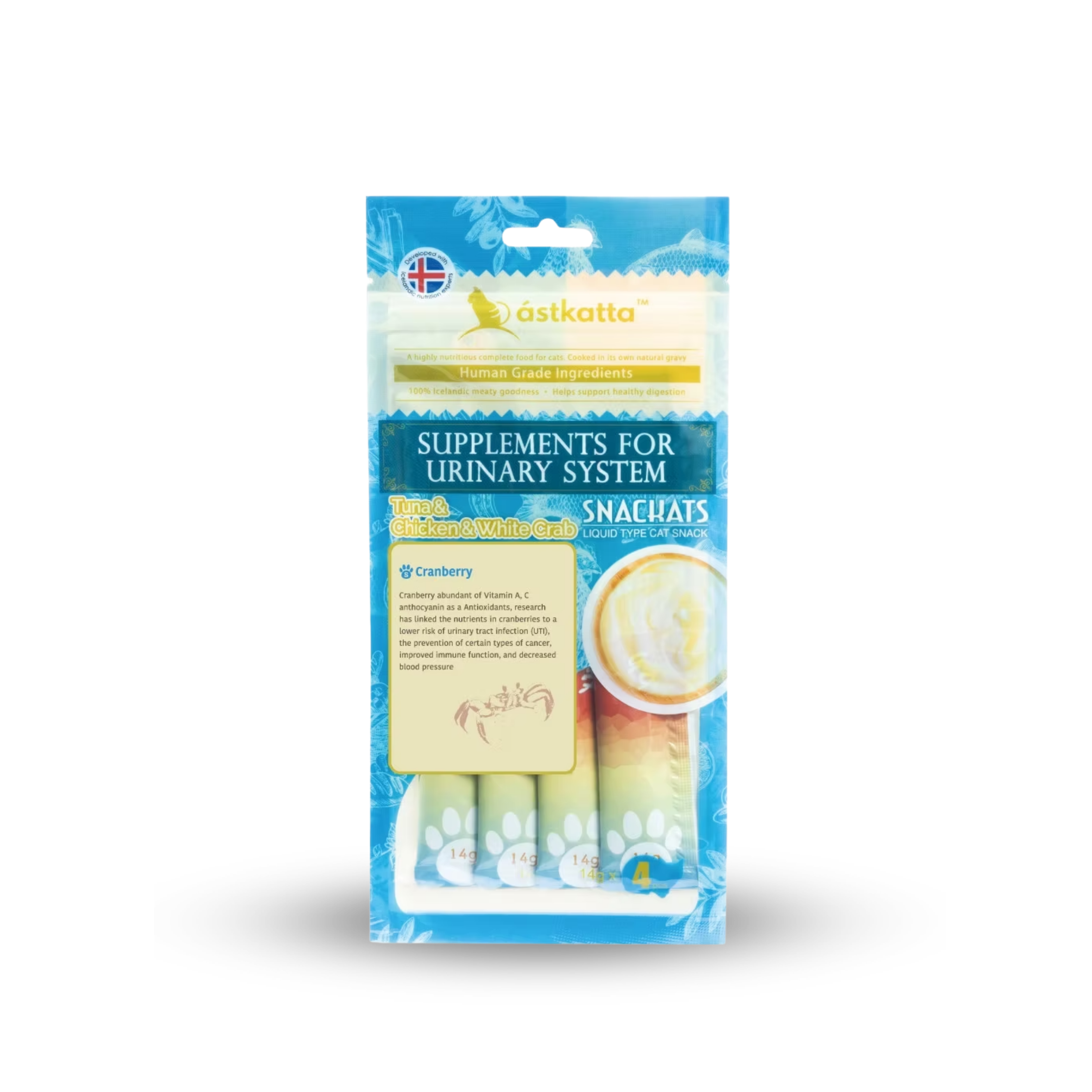 astkatta Tuna & Chicken & White Crab Snackats 14g x 4 | 吞拿魚雞肉白蟹 ástkatta