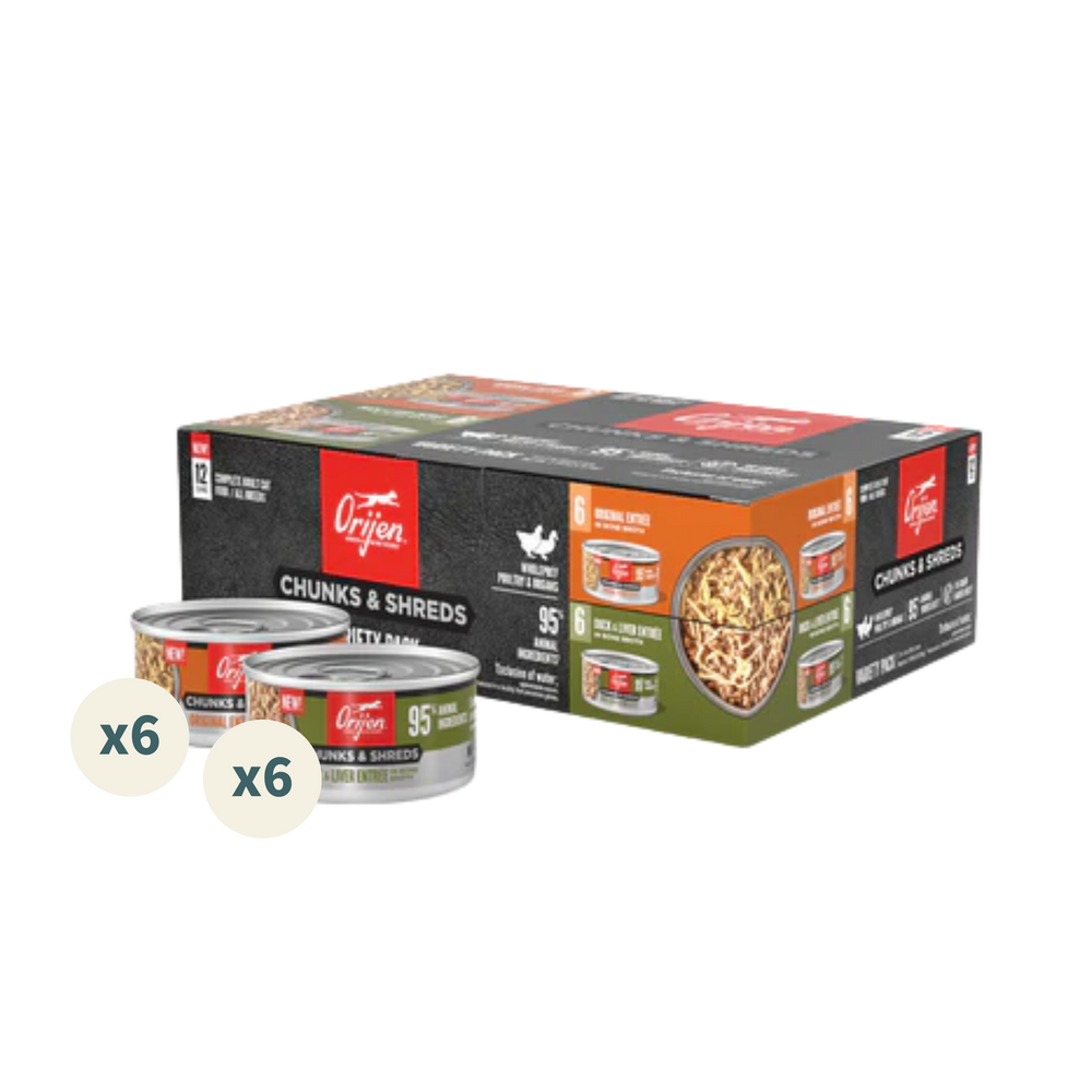 ORIJEN Chunks & Shreds Cat Wet Food Variety Pack - Original & Duck | 貓濕糧組合包 Orijen