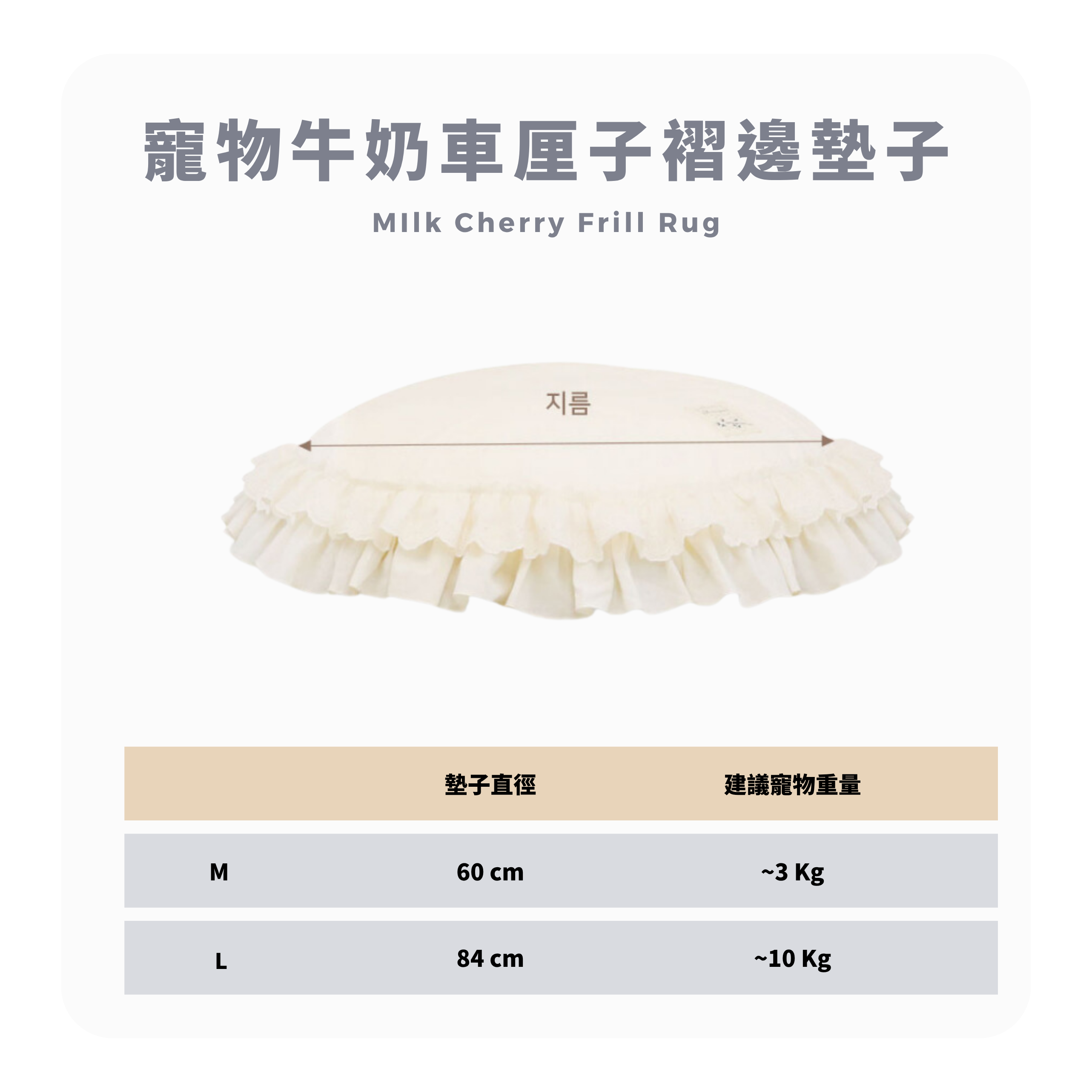 RITOGATO MIlk Cherry Frill Rug | 寵物牛奶車厘子褶邊墊子