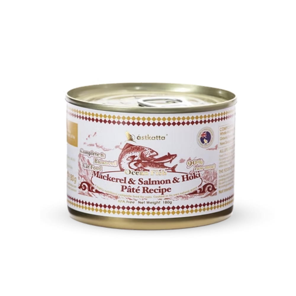 astkatta Ocean Fish ((Mackerel & Salmon & Hoki Pate Recipe) 80g/180g |  純淨天然肉醬主食罐 澄海系列 深海極粹 鯖魚+三文魚+紐西蘭藍鱈魚 80g/180克 ástkatta