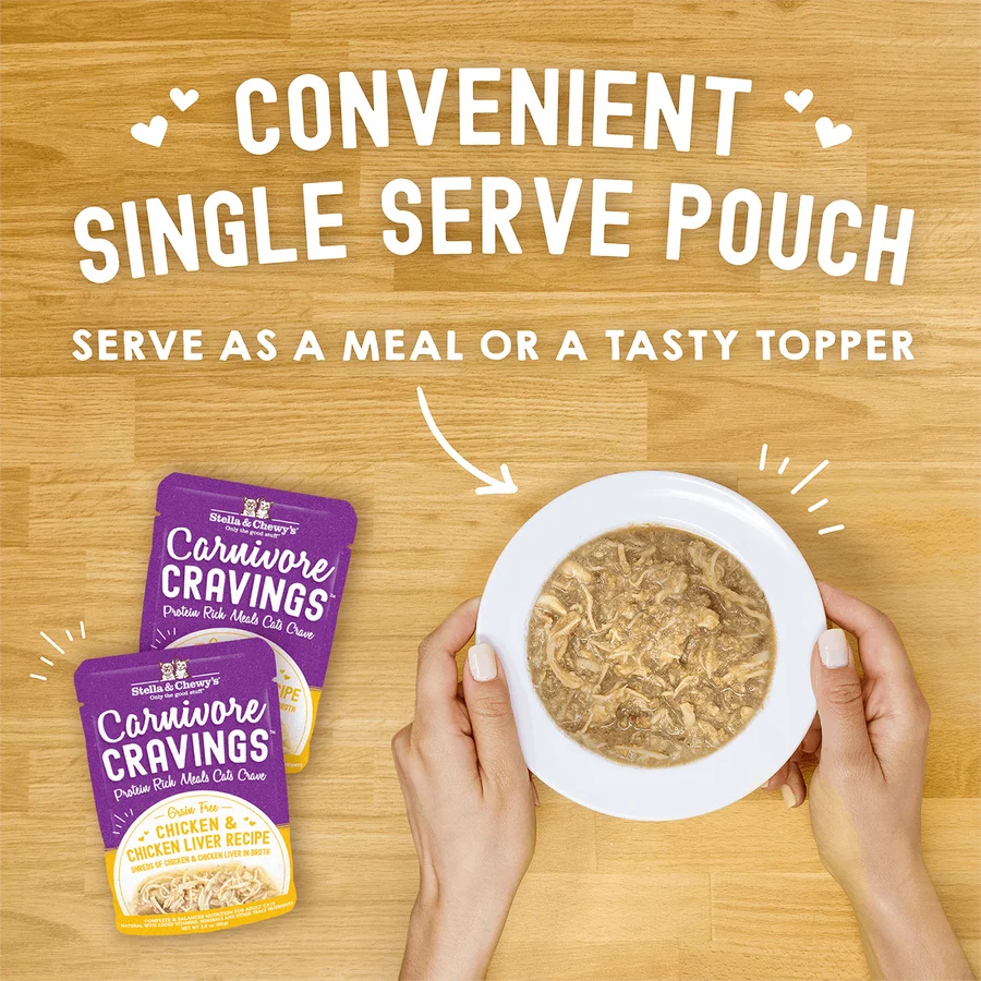 Stella & Chewy's Carnivore Cravings Cat Pouches - Chicken & Chicken Liver Recipe 放養雞+雞肝 肉絲配方 Stella & Chewy's