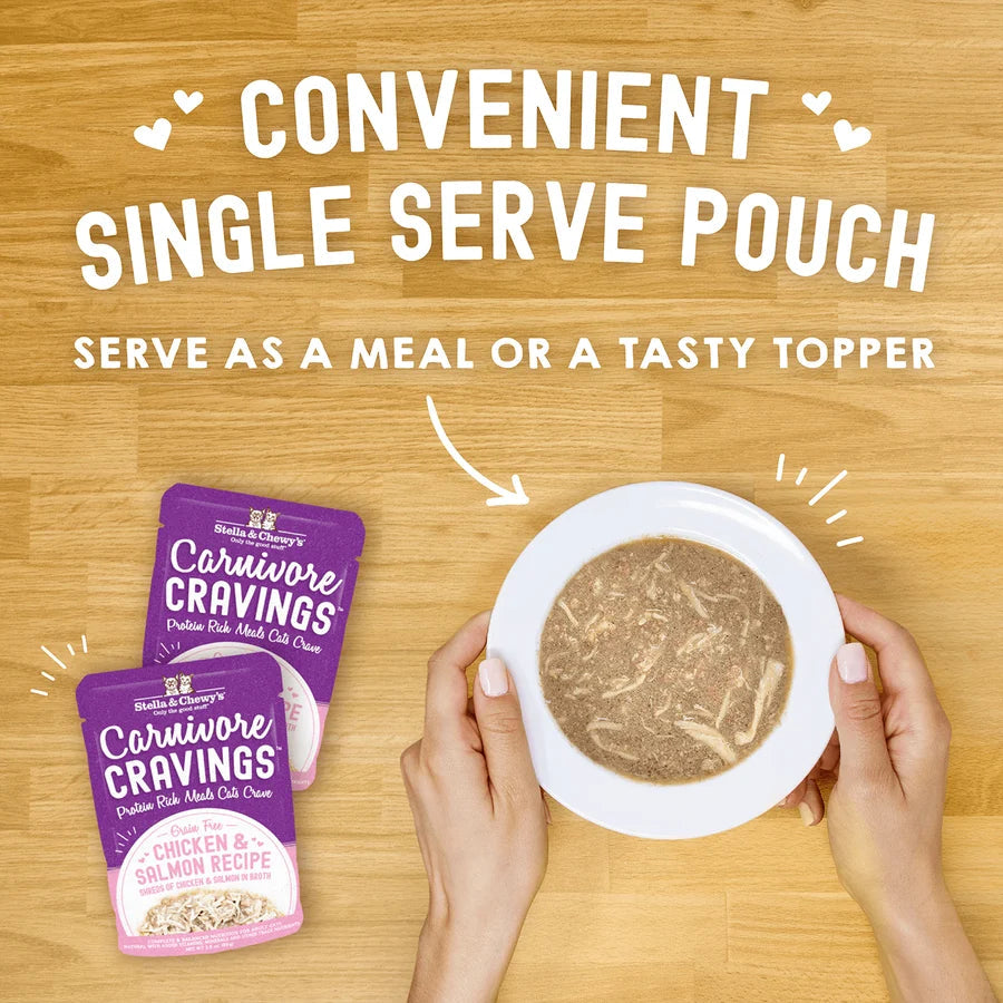 Stella & Chewy's Carnivore Cravings Cat Pouches - Chicken & Salmon Recipe 放養雞+三文魚 肉絲配方 Stella & Chewy's