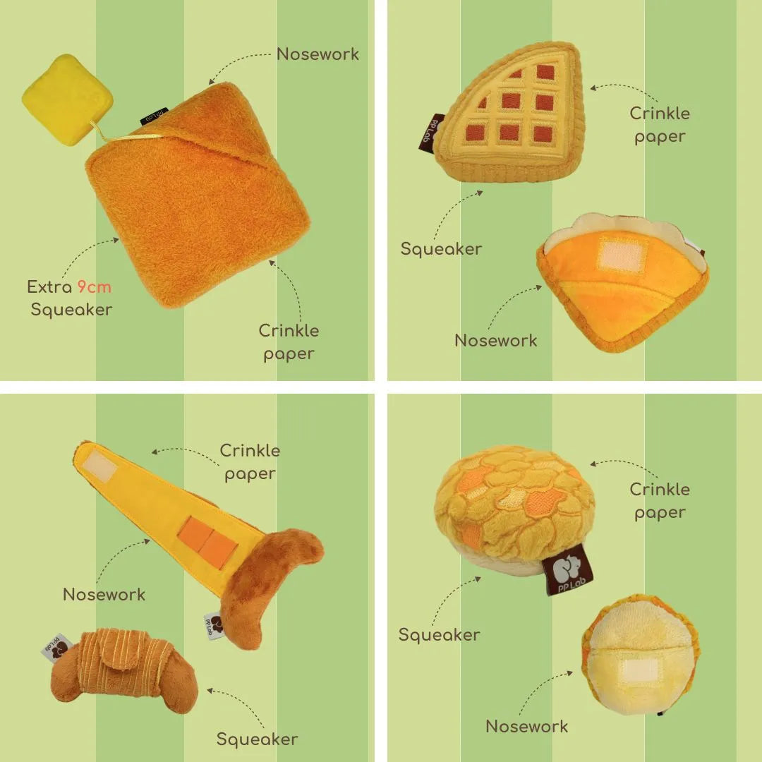 PP Lab - Croissant & Sauage Bun | Sniffing Toy | 牛角包 & 腸仔包 | 藏食玩具 Bite Me