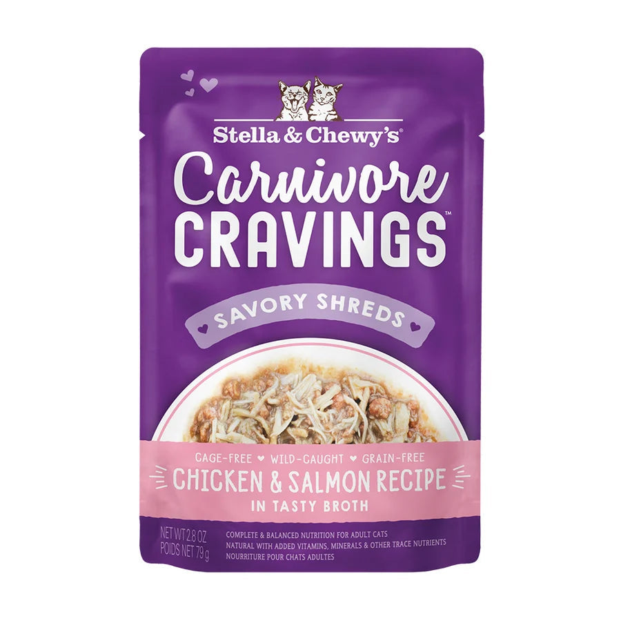 Stella & Chewy's Carnivore Cravings Cat Pouches - Chicken & Salmon Recipe 放養雞+三文魚 肉絲配方 Stella & Chewy's