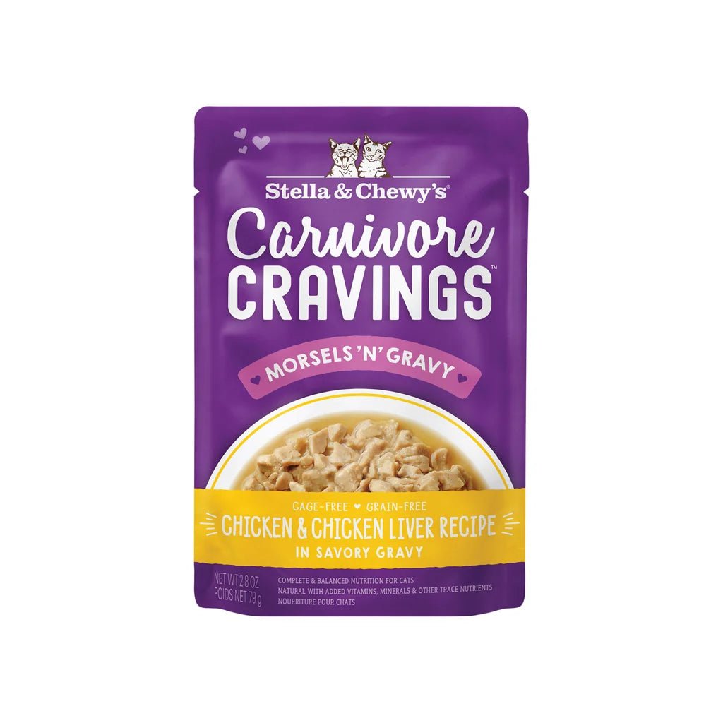 Stella & Chewy's Carnivore Cravings Cat Pouches - Chicken & Chicken Liver Morsels 'N' Gravy 放養雞+雞肝 濃湯肉粒配方 Stella & Chewy's